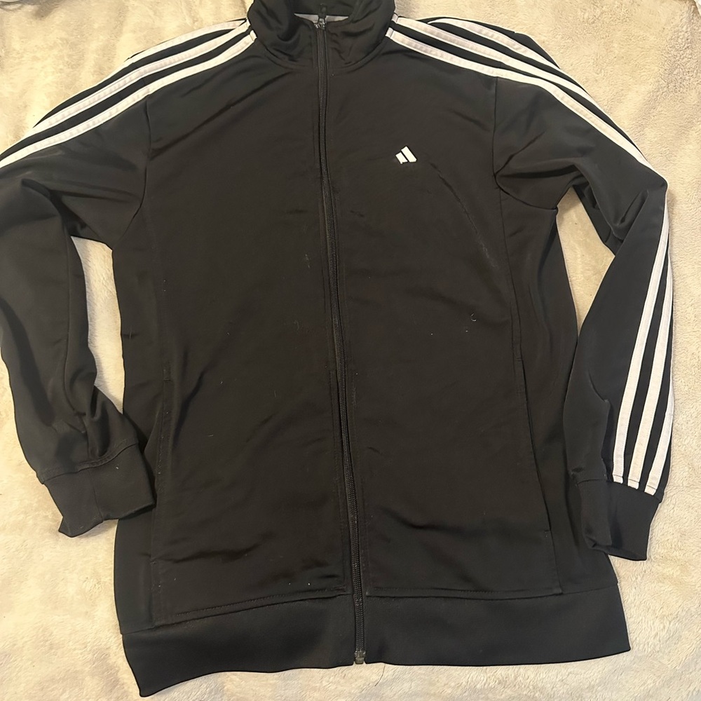 Black adidas Track Jacket with White Stripes